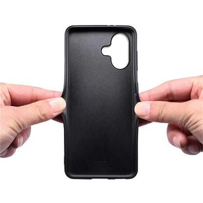 For iPhone 16 Case Leather Coated PC+TPU Anti-Scratch Phone Cover