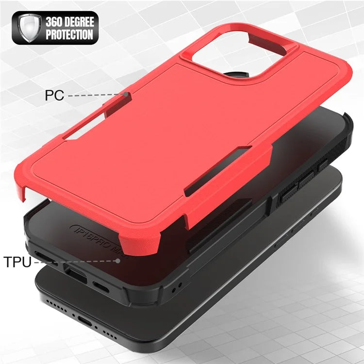 For iPhone 16 Pro Max Case 2-in-1 PC+TPU Shockproof Phone Cover