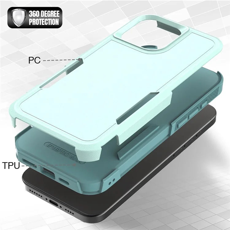 For iPhone 16 Pro Max Case 2-in-1 PC+TPU Shockproof Phone Cover