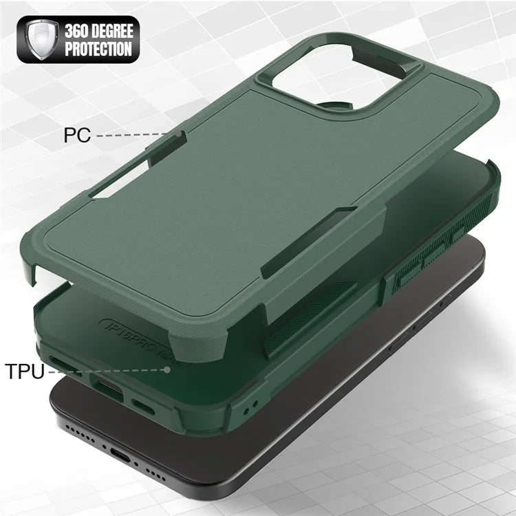 For iPhone 16 Pro Max Case 2-in-1 PC+TPU Shockproof Phone Cover