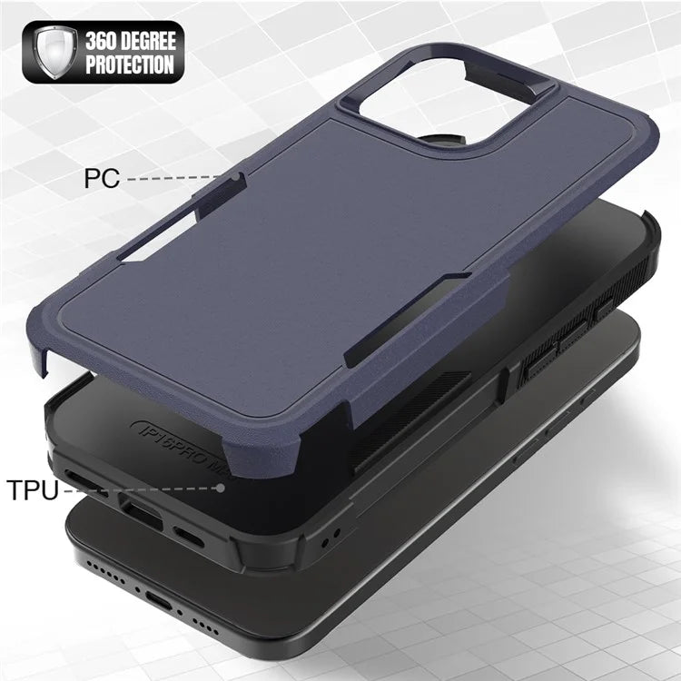 For iPhone 16 Pro Max Case 2-in-1 PC+TPU Shockproof Phone Cover
