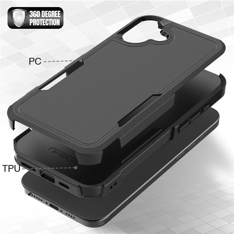For iPhone 16 Plus Case 2-in-1 PC+TPU Shockproof Phone Cover