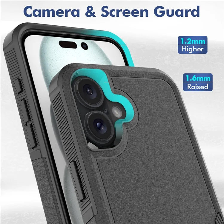 For iPhone 16 Plus Case 2-in-1 PC+TPU Shockproof Phone Cover