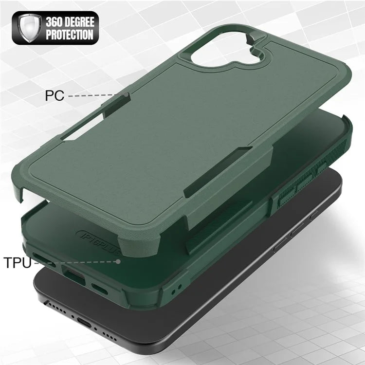 For iPhone 16 Plus Case 2-in-1 PC+TPU Shockproof Phone Cover