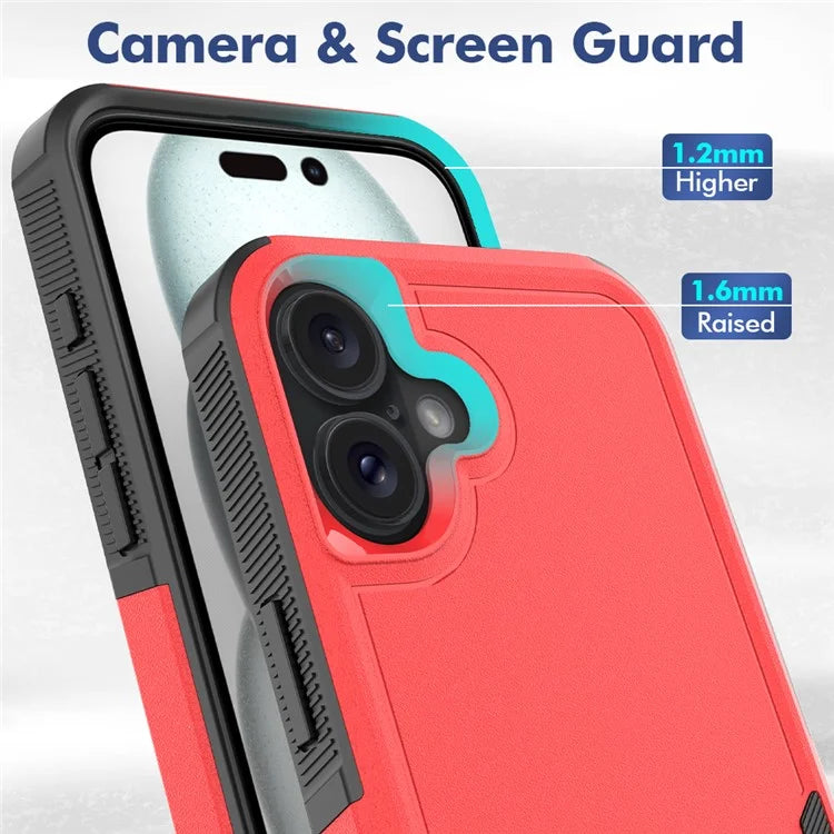 For iPhone 16 Plus Case 2-in-1 PC+TPU Shockproof Phone Cover