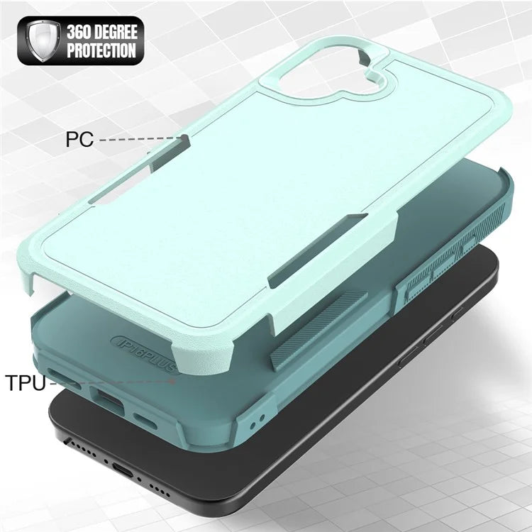 For iPhone 16 Plus Case 2-in-1 PC+TPU Shockproof Phone Cover