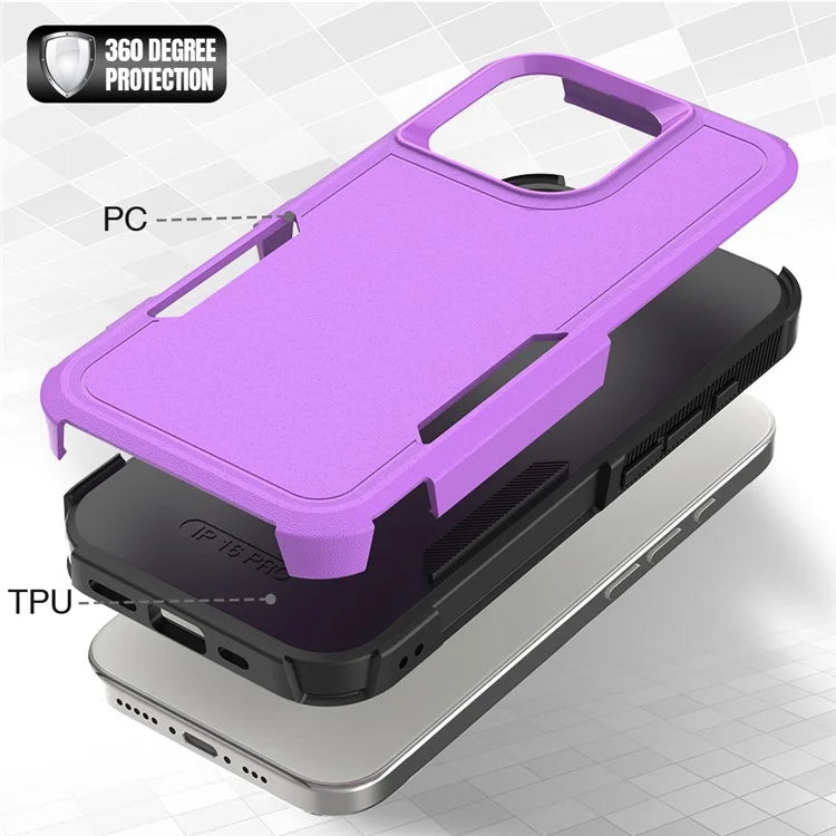 For iPhone 16 Pro Case 2-in-1 PC+TPU Shockproof Phone Cover
