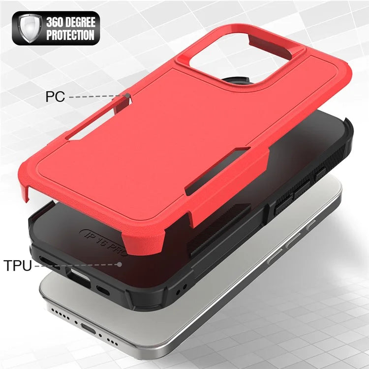 For iPhone 16 Pro Case 2-in-1 PC+TPU Shockproof Phone Cover