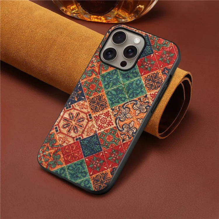 For iPhone 16 Pro Max Case Flower Print PU Leather+PC+TPU Phone Cover