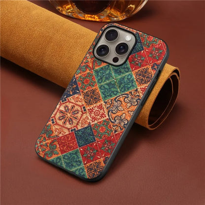 For iPhone 16 Pro Max Case Flower Print PU Leather+PC+TPU Phone Cover