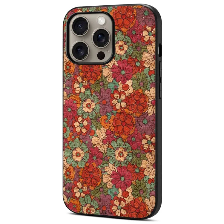 For iPhone 16 Pro Max Case Flower Print PU Leather+PC+TPU Phone Cover