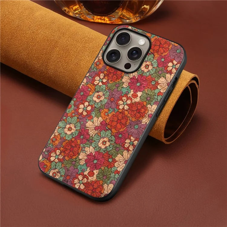 For iPhone 16 Pro Max Case Flower Print PU Leather+PC+TPU Phone Cover