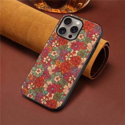 For iPhone 16 Pro Max Case Flower Print PU Leather+PC+TPU Phone Cover
