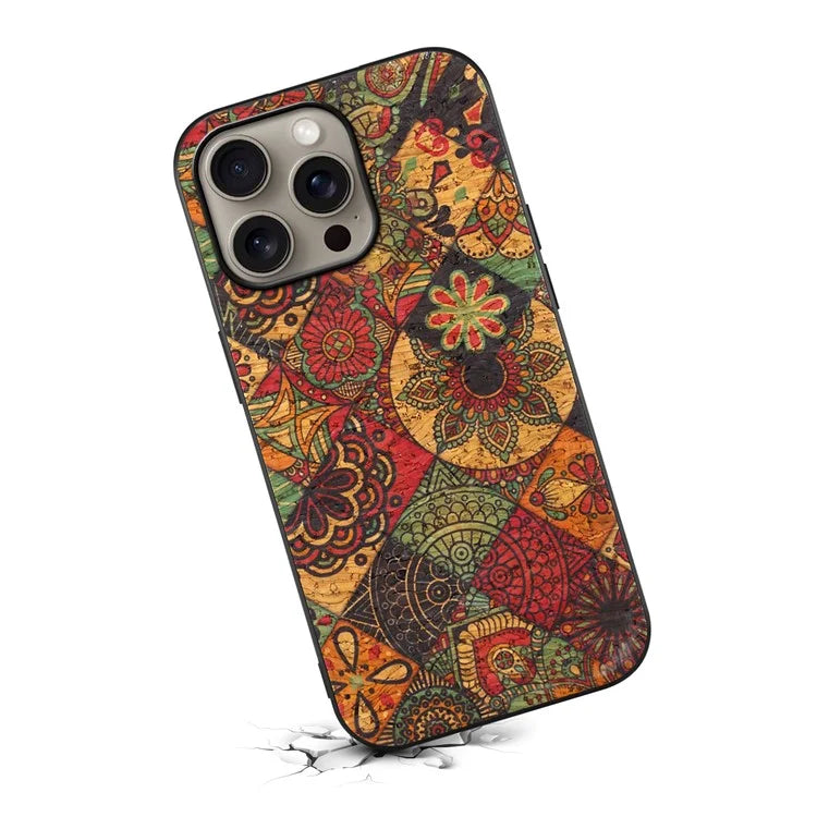 For iPhone 16 Pro Max Case Flower Print PU Leather+PC+TPU Phone Cover