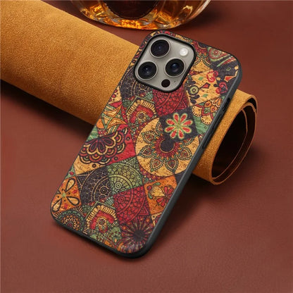 For iPhone 16 Pro Max Case Flower Print PU Leather+PC+TPU Phone Cover
