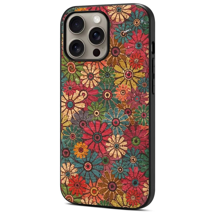 For iPhone 16 Pro Max Case Flower Print PU Leather+PC+TPU Phone Cover
