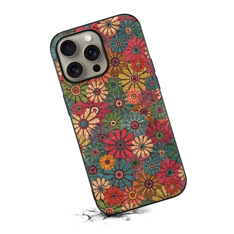 For iPhone 16 Pro Max Case Flower Print PU Leather+PC+TPU Phone Cover