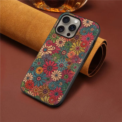 For iPhone 16 Pro Max Case Flower Print PU Leather+PC+TPU Phone Cover