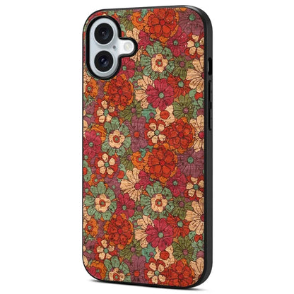 For iPhone 16 Plus Case Flower Print PU Leather+PC+TPU Phone Cover