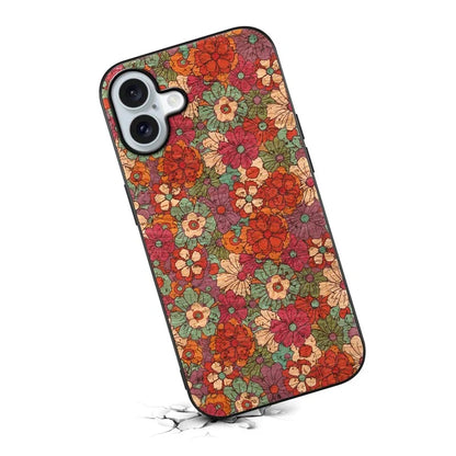 For iPhone 16 Plus Case Flower Print PU Leather+PC+TPU Phone Cover