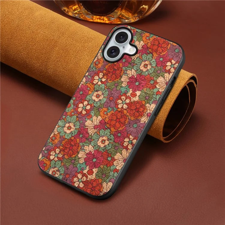 For iPhone 16 Plus Case Flower Print PU Leather+PC+TPU Phone Cover