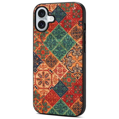 For iPhone 16 Plus Case Flower Print PU Leather+PC+TPU Phone Cover