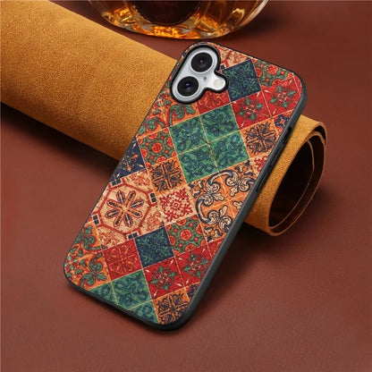 For iPhone 16 Plus Case Flower Print PU Leather+PC+TPU Phone Cover