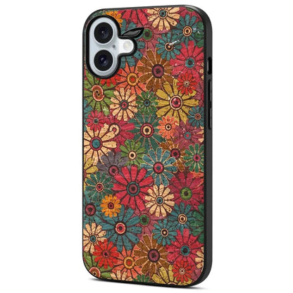For iPhone 16 Plus Case Flower Print PU Leather+PC+TPU Phone Cover