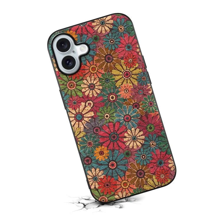 For iPhone 16 Plus Case Flower Print PU Leather+PC+TPU Phone Cover