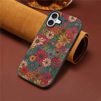 For iPhone 16 Plus Case Flower Print PU Leather+PC+TPU Phone Cover