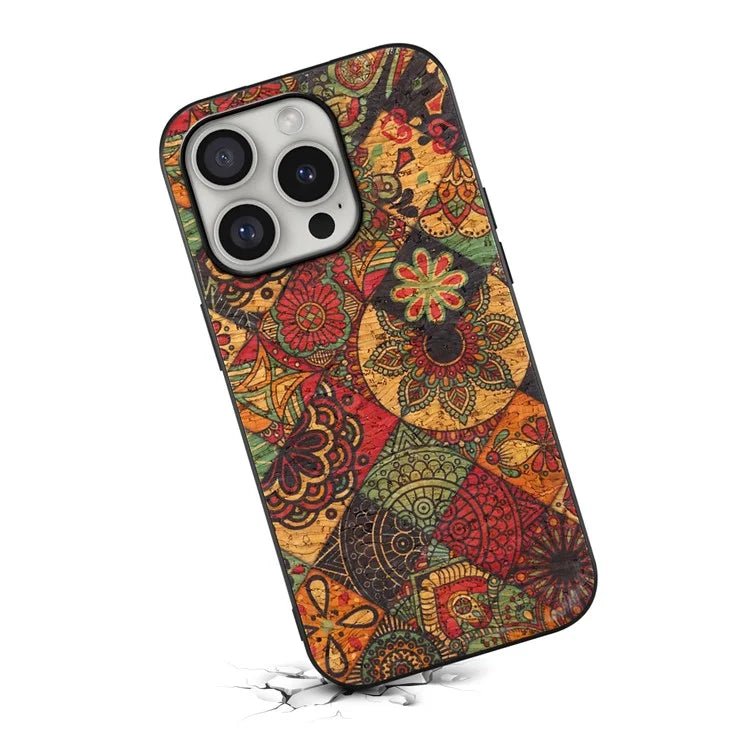For iPhone 16 Pro Case Flower Print PU Leather+PC+TPU Phone Cover