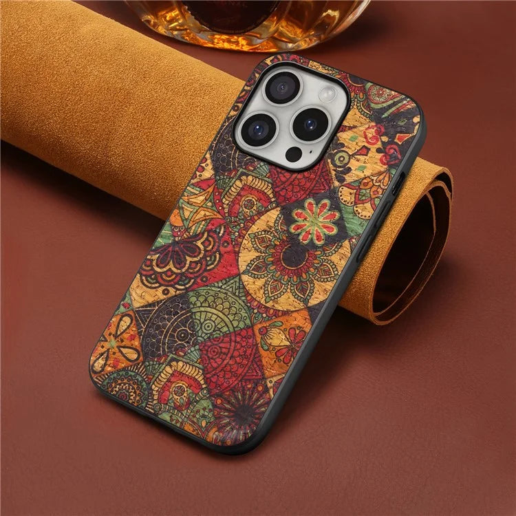 For iPhone 16 Pro Case Flower Print PU Leather+PC+TPU Phone Cover