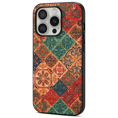 For iPhone 16 Pro Case Flower Print PU Leather+PC+TPU Phone Cover
