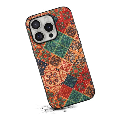 For iPhone 16 Pro Case Flower Print PU Leather+PC+TPU Phone Cover