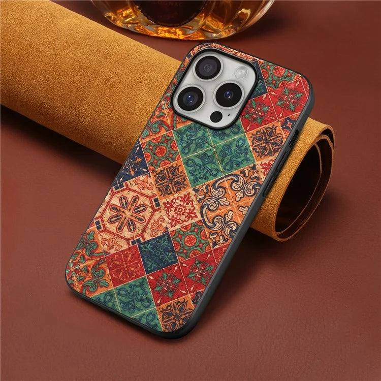 For iPhone 16 Pro Case Flower Print PU Leather+PC+TPU Phone Cover