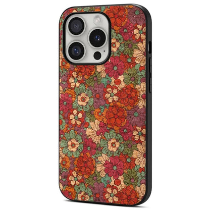 For iPhone 16 Pro Case Flower Print PU Leather+PC+TPU Phone Cover