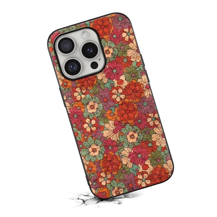 For iPhone 16 Pro Case Flower Print PU Leather+PC+TPU Phone Cover