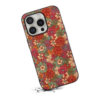 For iPhone 16 Pro Case Flower Print PU Leather+PC+TPU Phone Cover