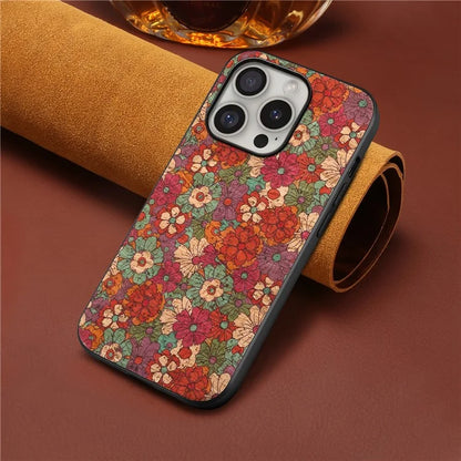 For iPhone 16 Pro Case Flower Print PU Leather+PC+TPU Phone Cover