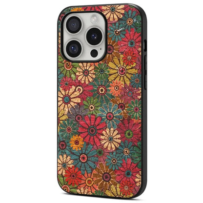 For iPhone 16 Pro Case Flower Print PU Leather+PC+TPU Phone Cover