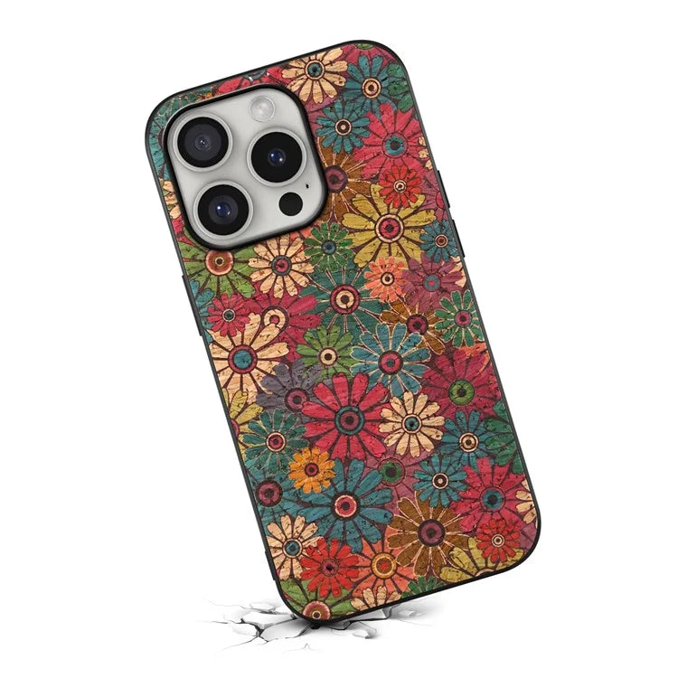 For iPhone 16 Pro Case Flower Print PU Leather+PC+TPU Phone Cover