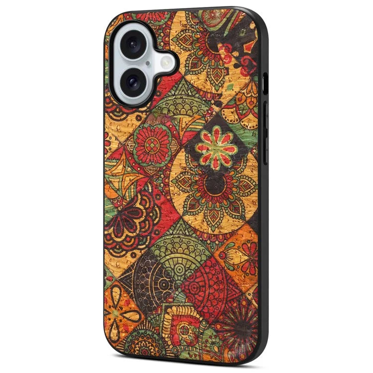 For iPhone 16 Case Flower Print PU Leather+PC+TPU Phone Cover
