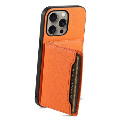 For iPhone 16 Pro Max Case Card Holder Kickstand Leather Coated PC+TPU Phone Cover
