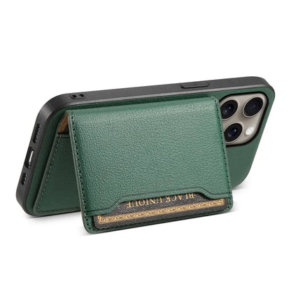 For iPhone 16 Pro Max Case Card Holder Kickstand Leather Coated PC+TPU Phone Cover