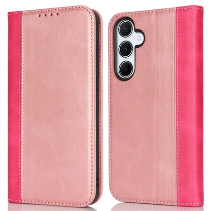 For Samsung Galaxy A55 5G Case Calf Texture 3 Card Slots Color Splicing Leather Phone Cover