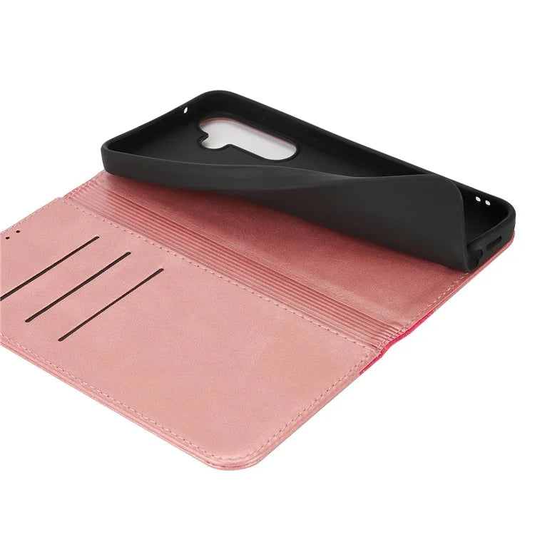 For Samsung Galaxy A55 5G Case Calf Texture 3 Card Slots Color Splicing Leather Phone Cover