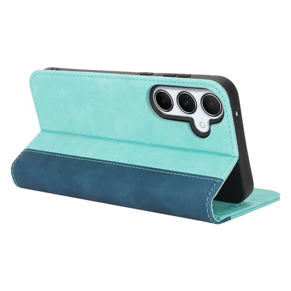 For Samsung Galaxy A55 5G Case Calf Texture 3 Card Slots Color Splicing Leather Phone Cover