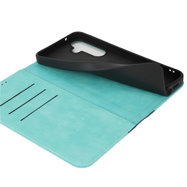 For Samsung Galaxy A55 5G Case Calf Texture 3 Card Slots Color Splicing Leather Phone Cover