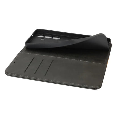 For Samsung Galaxy S24+ Case Calf Texture 3 Card Slots Color Splicing Leather Phone Cover