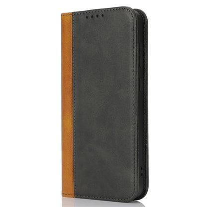 For Samsung Galaxy S24+ Case Calf Texture 3 Card Slots Color Splicing Leather Phone Cover